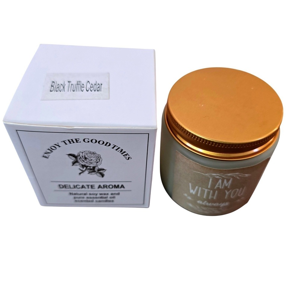 Black Truffle Cedar Scented Candle With Lid | Decorative Home Fragrance - Picture 3 of 3